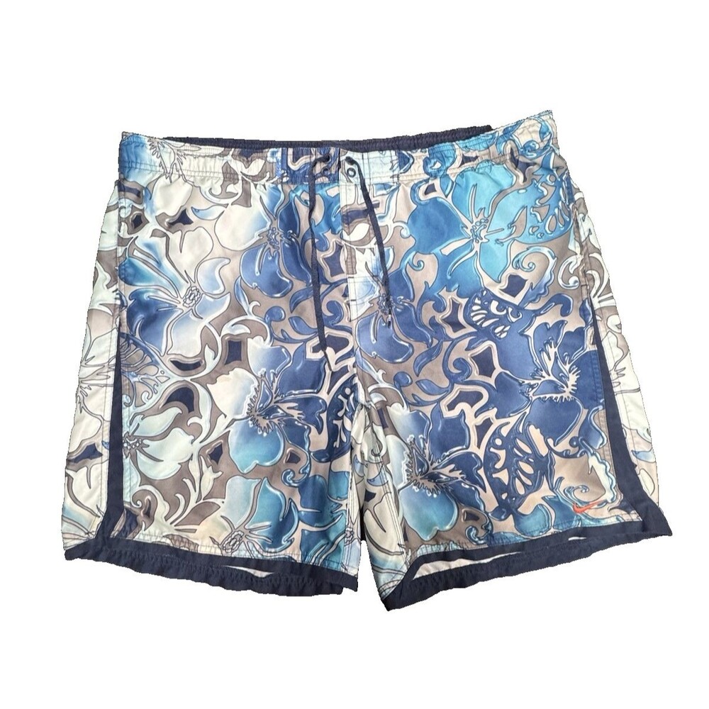 Nike Tropical Hawaiian Floral Swim Shorts Ocean Wave Blue Swim Trunks Mens  XXL